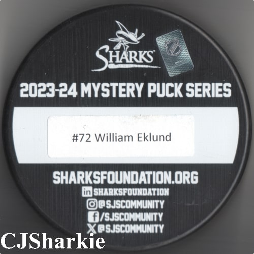 2023-2024 Warriors x Sharks Puck back view