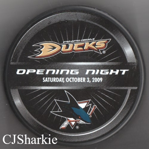 2009-2010 Anaheim Ducks Opening Night Puck vs SJ Sharks