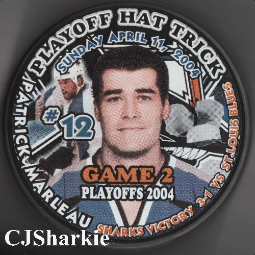 2004 Playoffs Patrick Marleau Playoff Hat Trick Puck