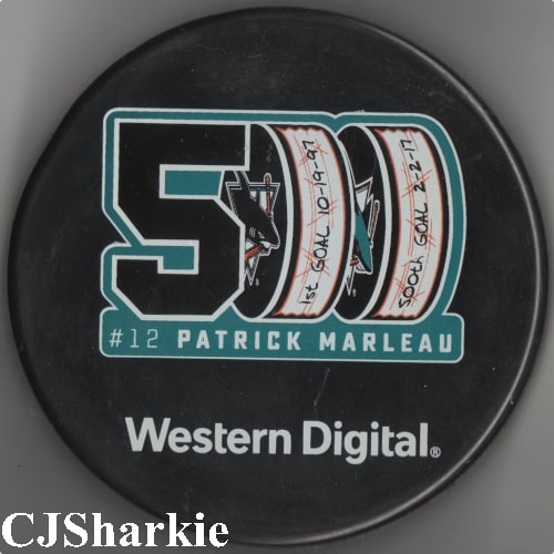 Marleau's 500 Goal / Thornton's 1000 Assist Puck