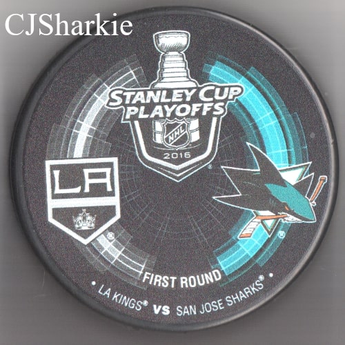 2016 1st Round Playoff vs the LA Kings Sharks Logo Puck