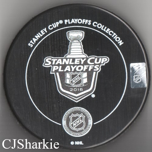 2016 1st Round Playoff vs the LA Kings Sharks Logo Puck back view