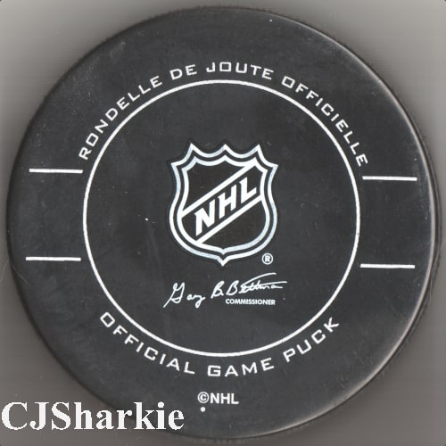 2010 NHL Premiere vs Columbus Blue Jackets Game Puck back view