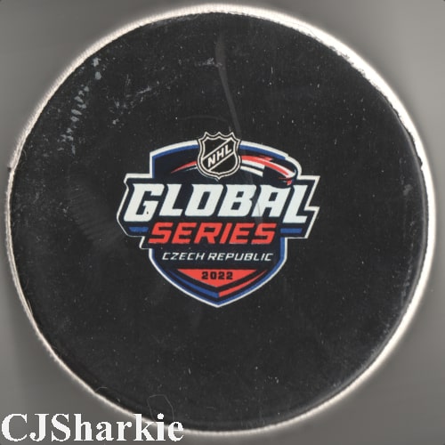 2022 NHL Global Series Czech Republic Game-Used Warmup Puck